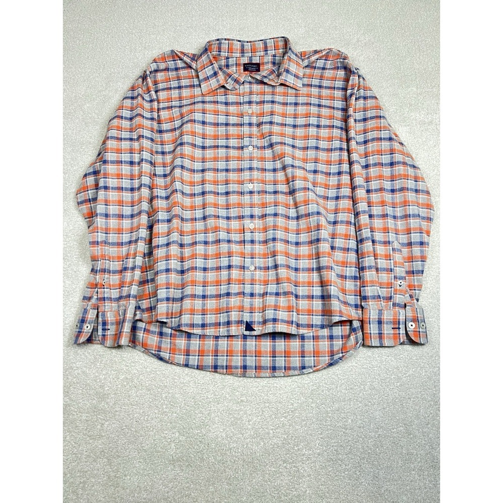 UNTUCKit Long Sleeve Plaid Flannel Button Up Shirt‎ Size 3XL gray Orange Blue